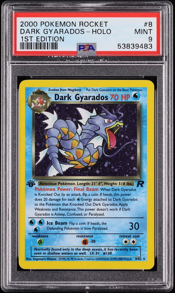 2000 Pokemon Rocket 1st Edition Holo Dark Gyarados #8 PSA 9 MINT