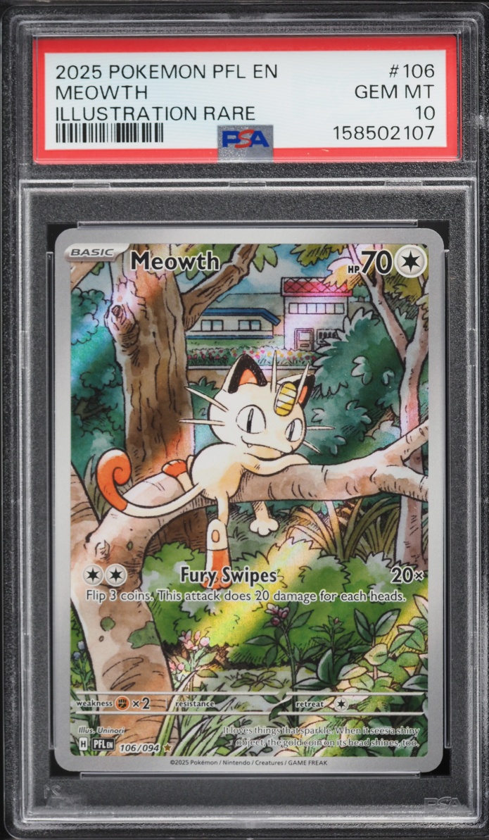 2025 Pokemon Mega Evolution Phantasmal Flames IR Meowth #106 PSA 10 GEM MINT