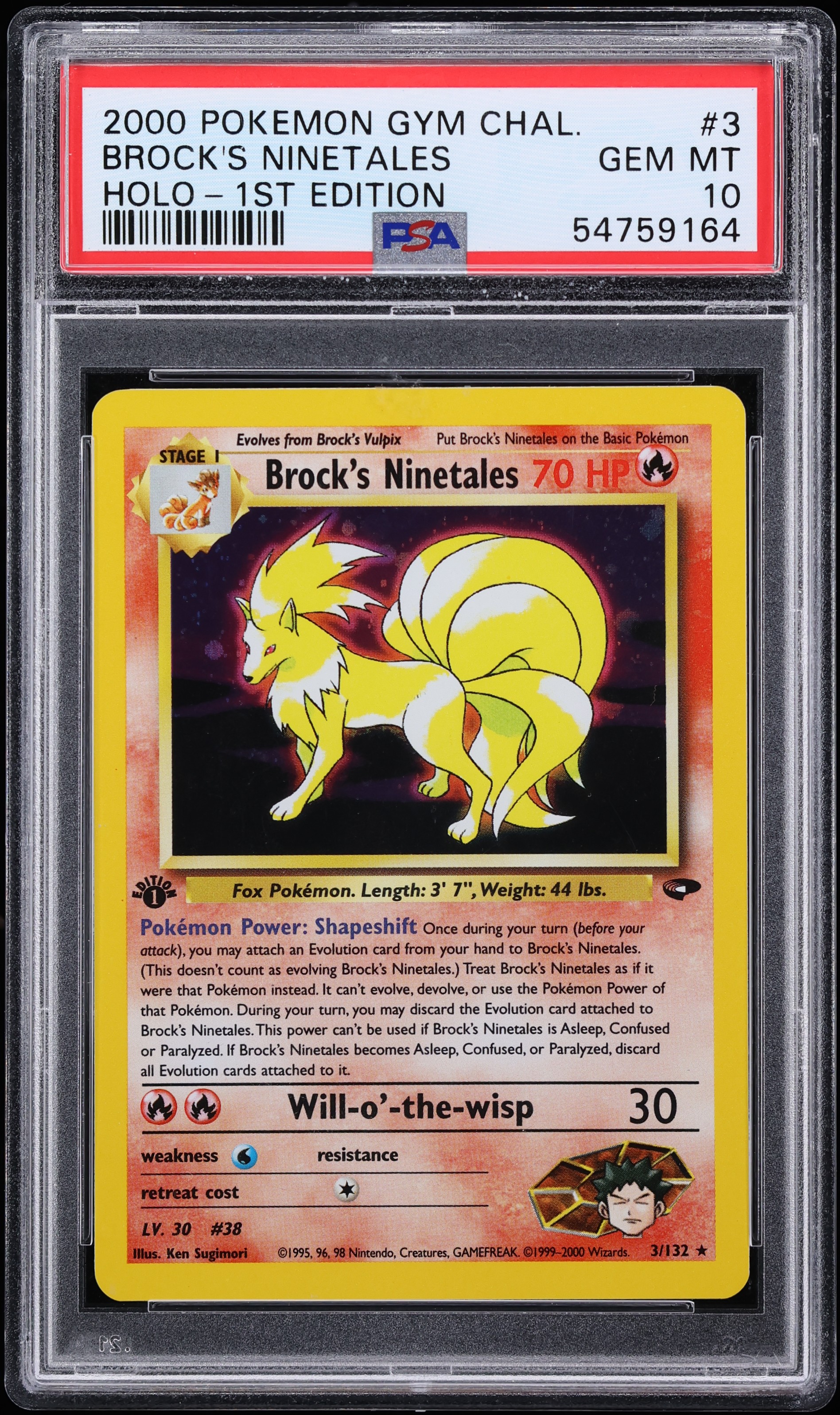 2000 Pokemon Gym Challenge 1st Edition Holo Brock's Ninetales #3 PSA 10 GEM MINT