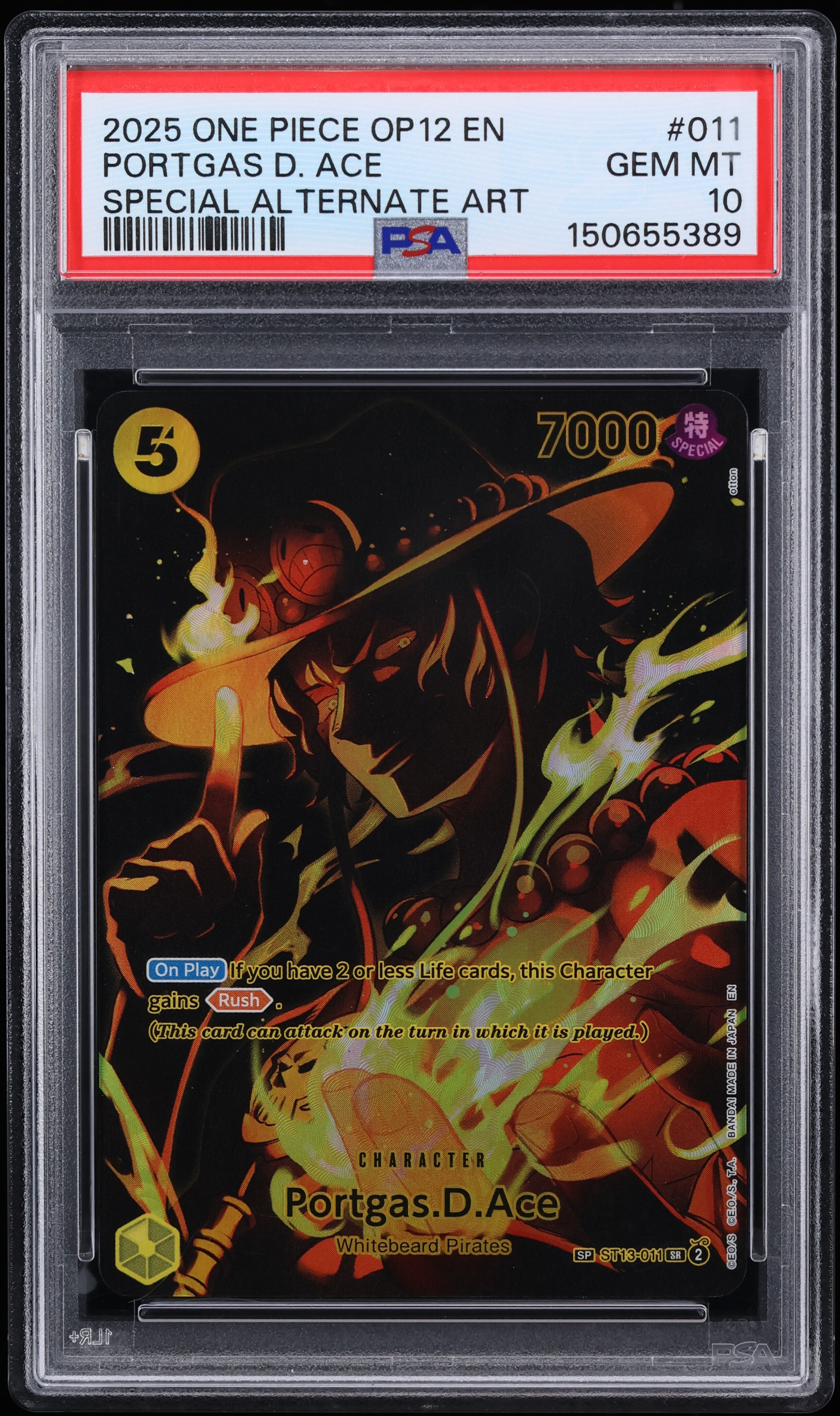 2025 One Piece Legacy Of The Master Special Alt Art Portgas D. Ace #ST13-011 PSA 10 GEM MINT