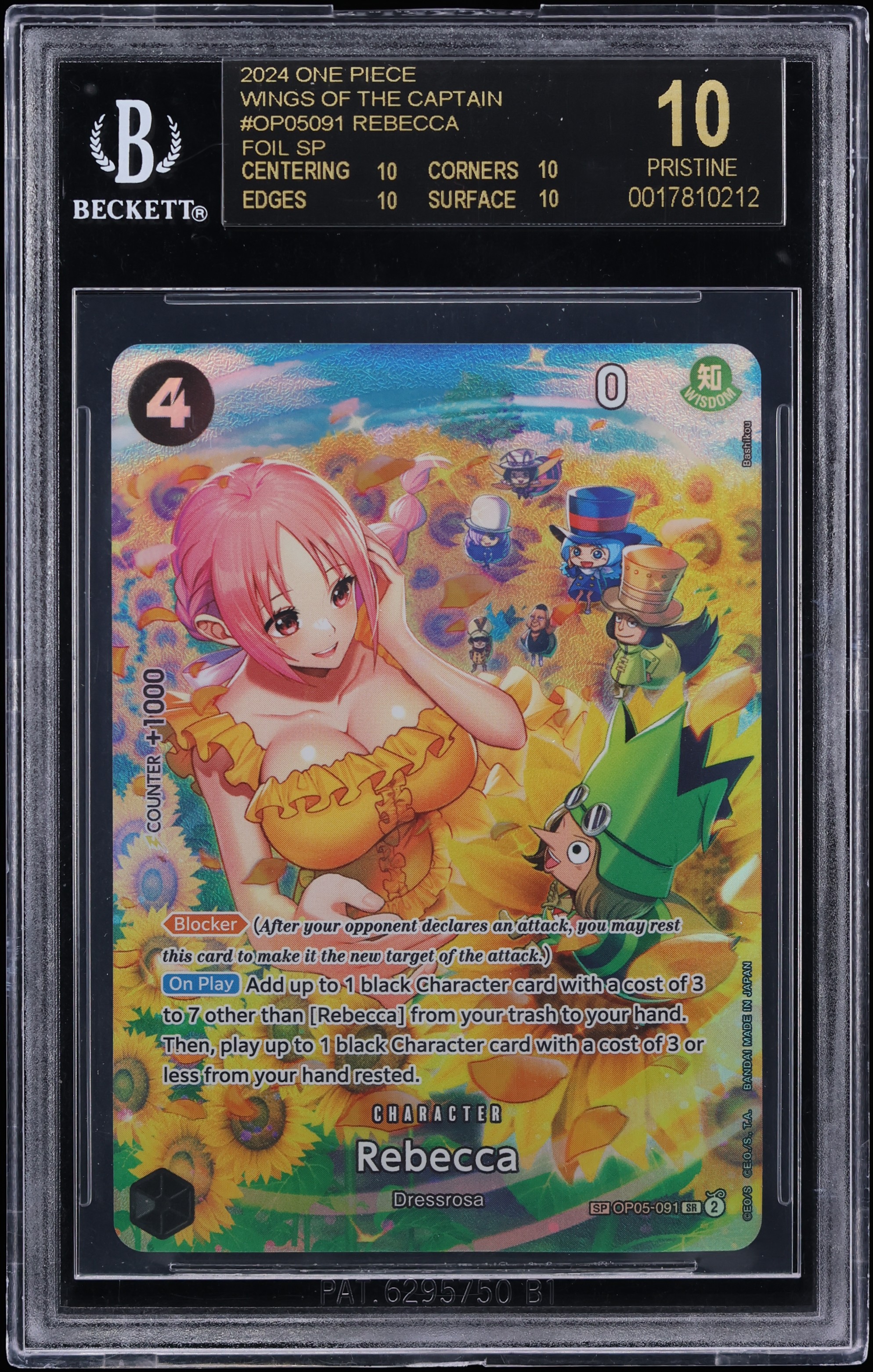 2024 One Piece Wings Of The Captain Foil Special Alt Art Rebecca #OP05-091 BGS 10 BLACK LABEL