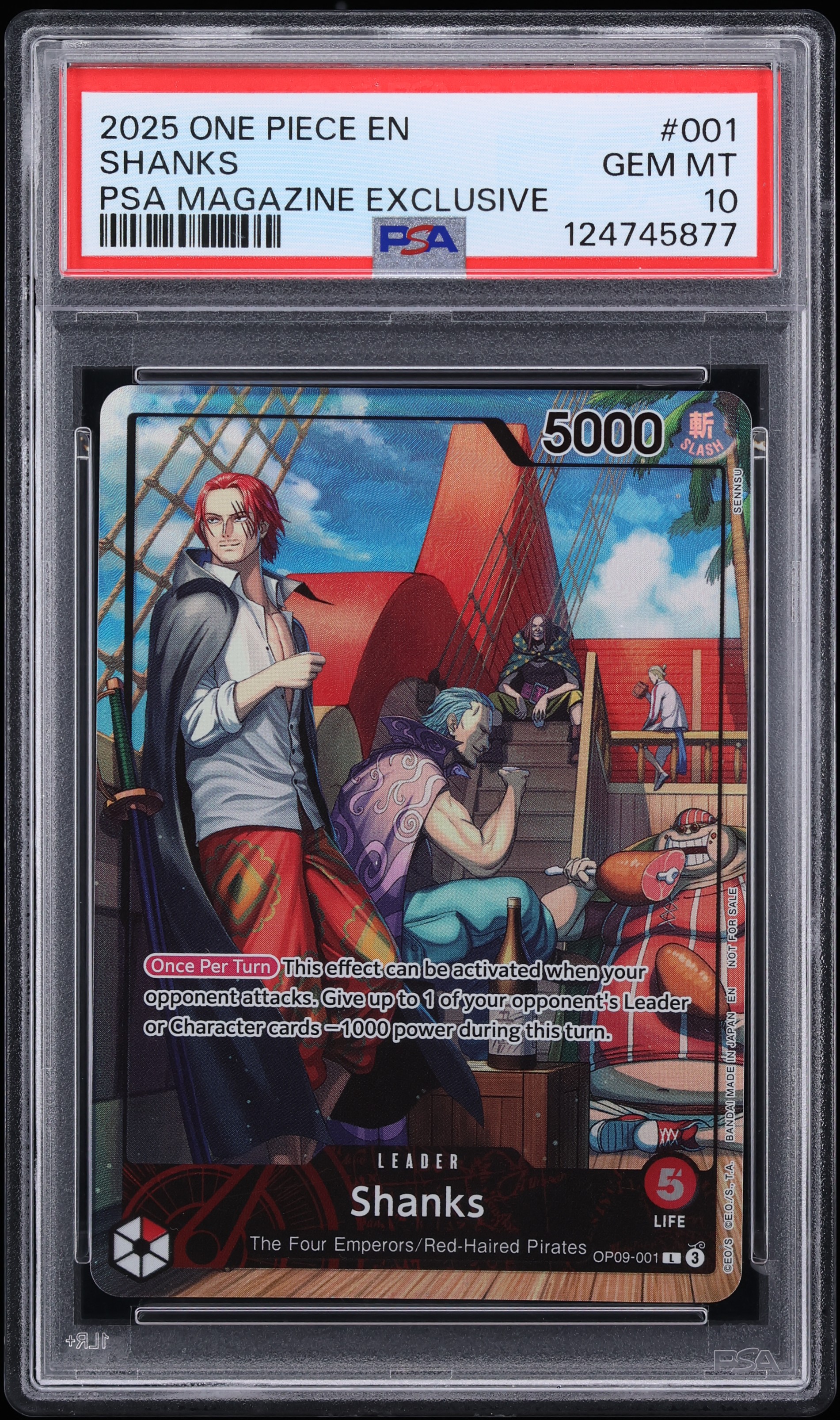 2025 One Piece Promo PSA Magazine Exclusive Alt Art Leader Shanks #OP09-001 PSA 10 GEM MINT