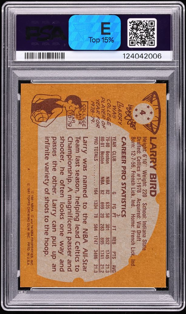 1981 Topps Basketball Larry Bird #4 PSA 10 GEM MINT