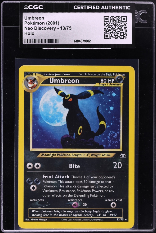 2001 Pokemon Neo Discovery Holo Umbreon #13 CGC AUTH