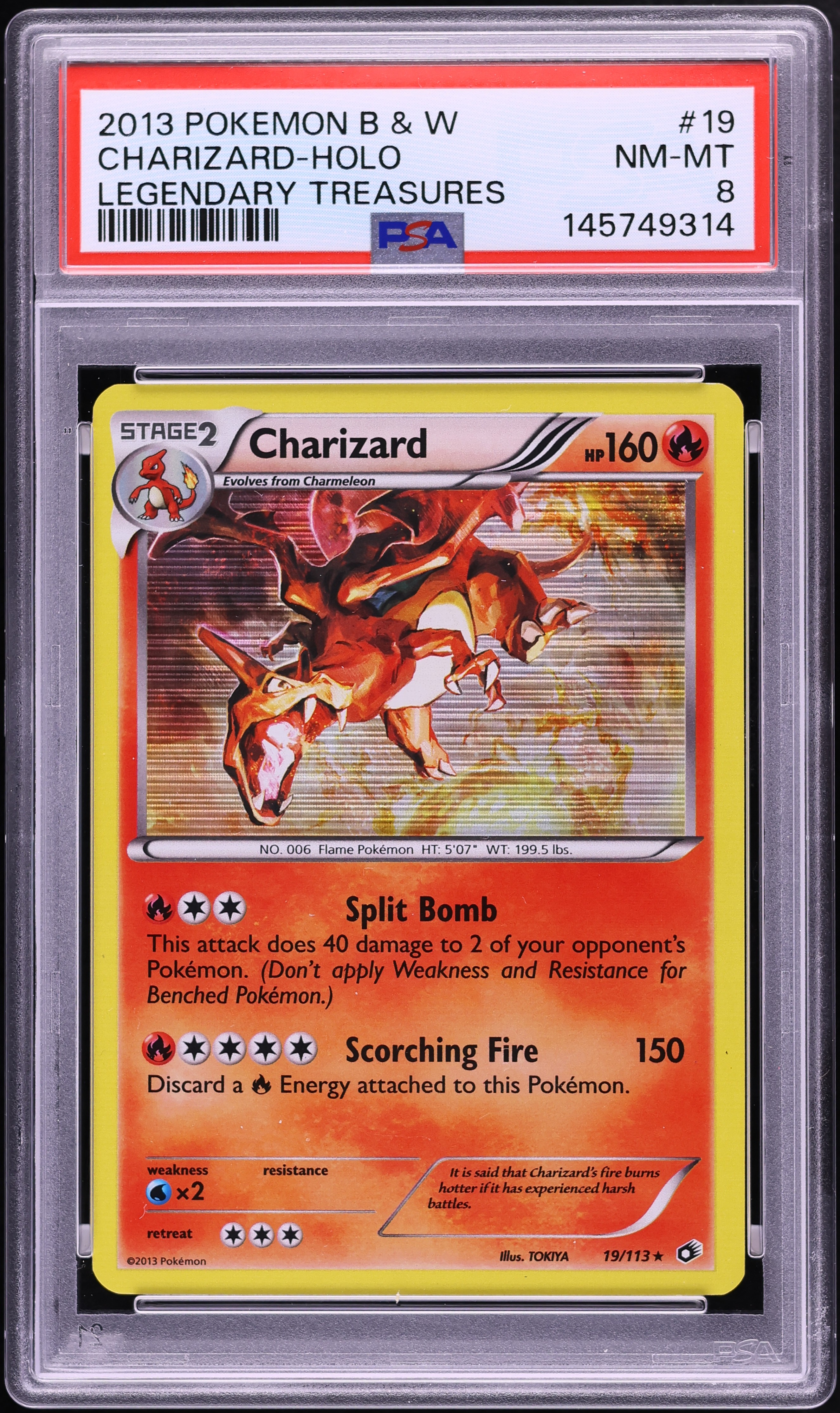 2013 Pokemon Black & White Legendary Treasures Holo Charizard #19 PSA 8 NM-MT