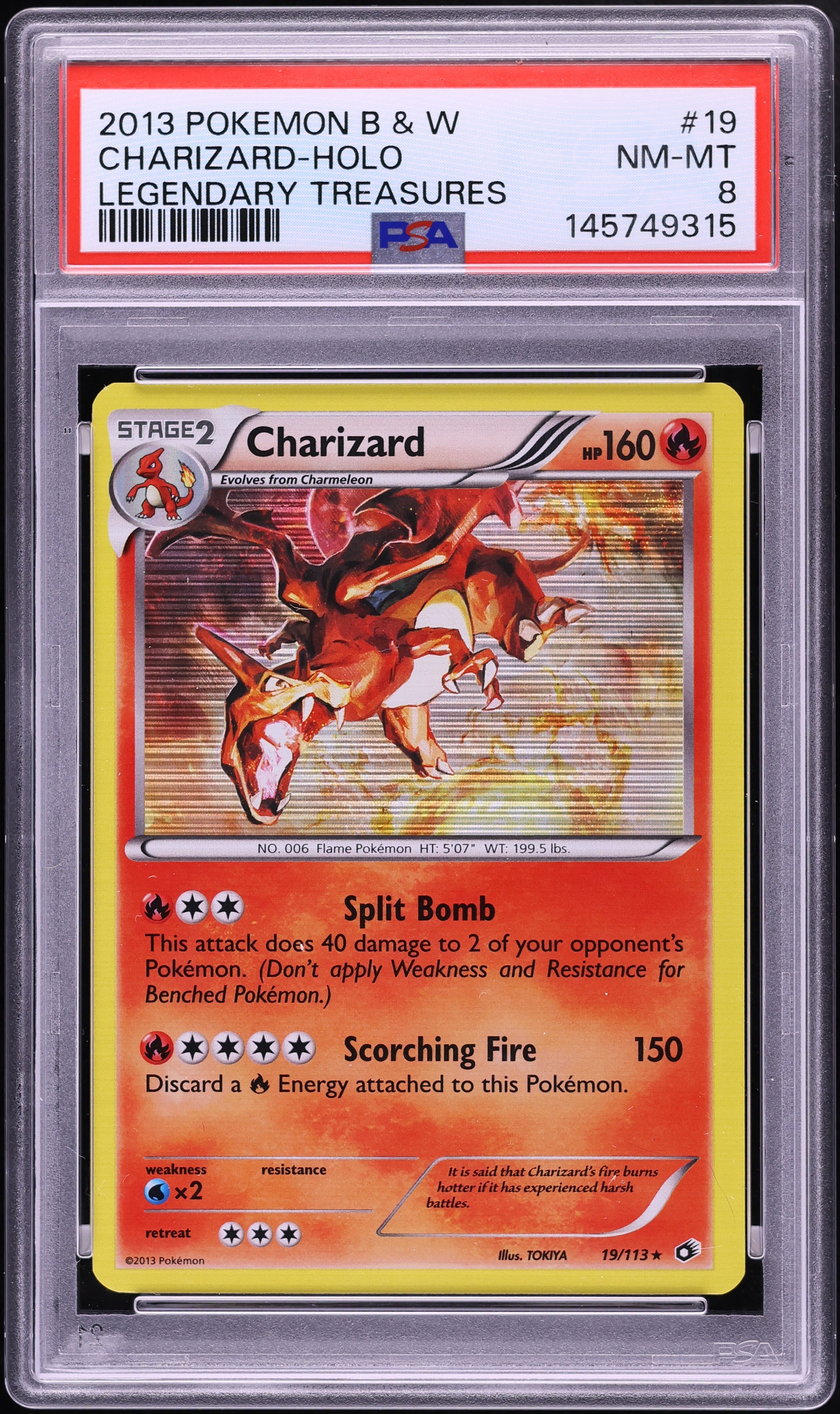 2013 Pokemon Black & White Legendary Treasures Holo Charizard #19 PSA 8 NM-MT