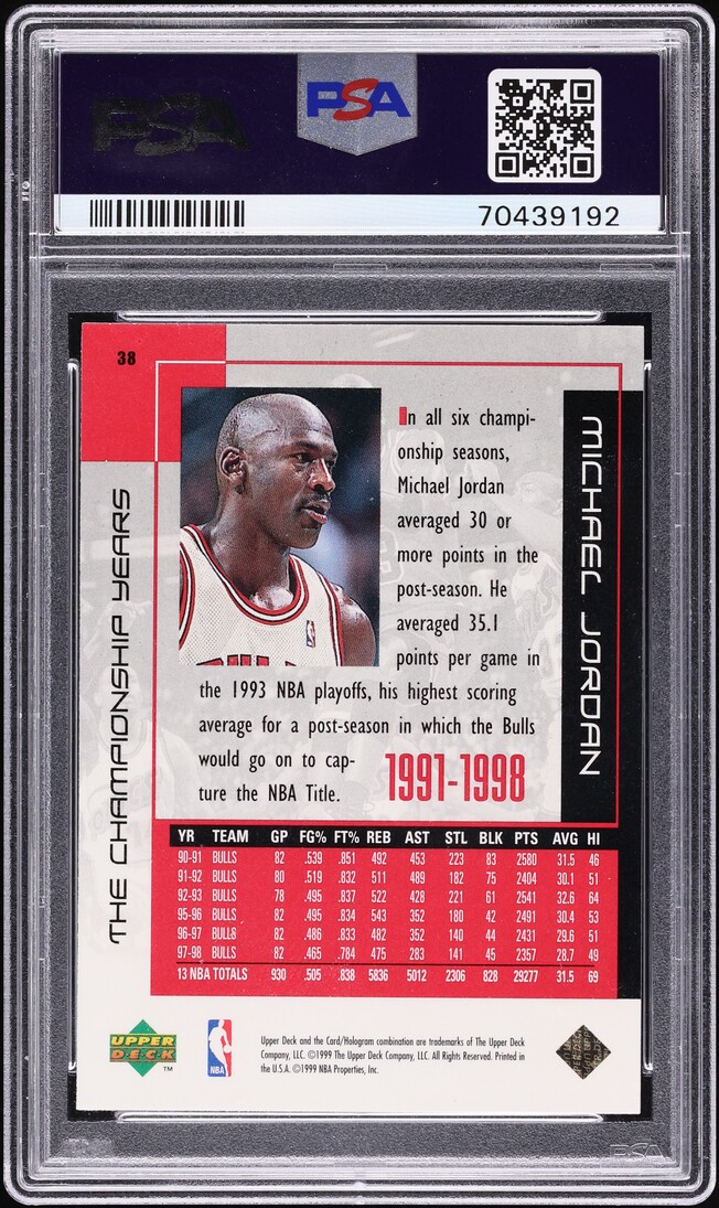 1999 Upper Deck MJ Collection The Championship Years Michael Jordan #38 PSA 9