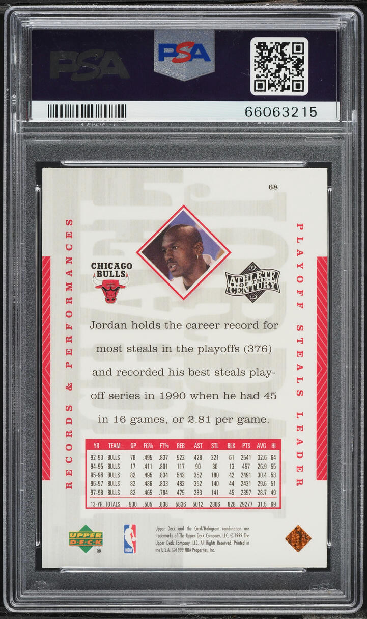 1999 Upper Deck MJ Athlete Of The Century Michael Jordan #68 PSA 10 GEM MINT