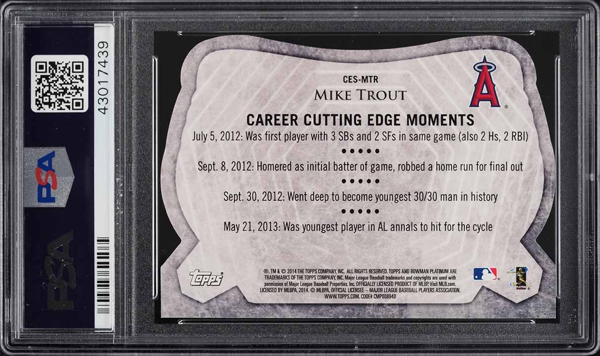 2014 Bowman Platinum Cutting Edge Stars Die-Cut Mike Trout #CES-MTR PSA 10 GEM MINT