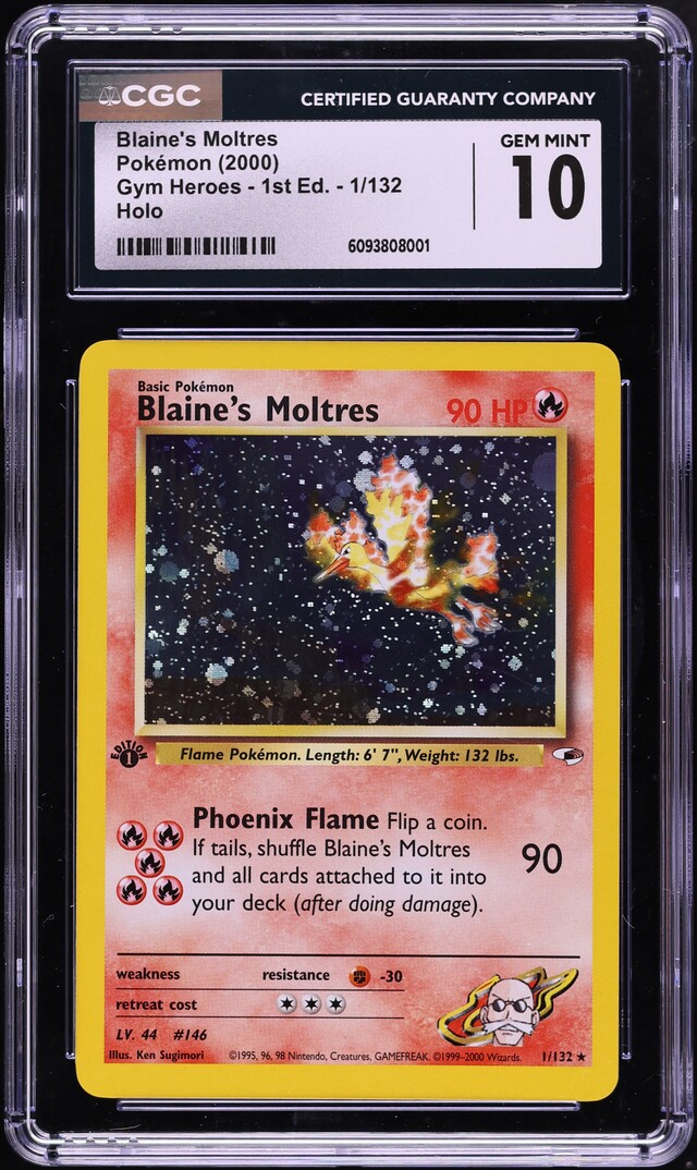 2000 Pokemon Gym Heroes 1st Edition Holo Blaine's Moltres #1 CGC 10 GEM MINT