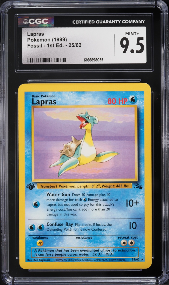 1999 Pokemon Fossil 1st Edition Lapras #25 CGC 9.5 MINT+