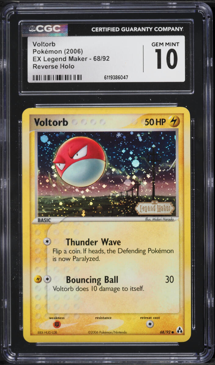 2006 Pokemon EX Legend Maker Reverse Holo Voltorb #68 CGC 10 GEM MINT