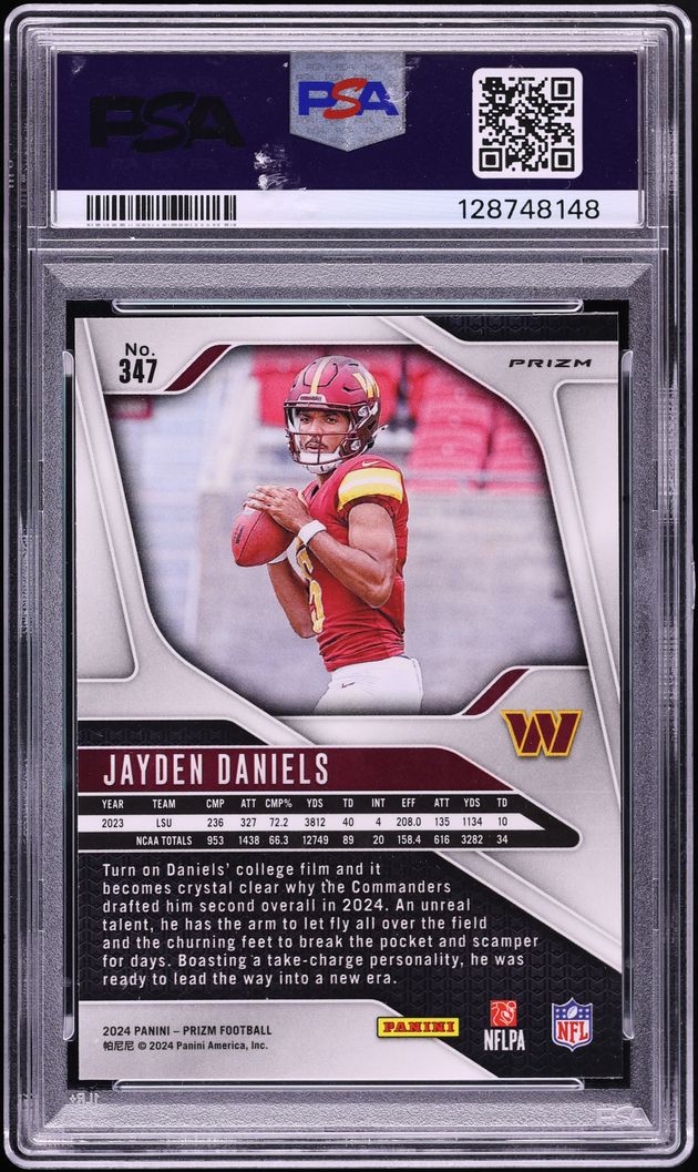 2024 Panini Prizm Black & White Checker Jayden Daniels ROOKIE #347 PSA 8 NM-MT