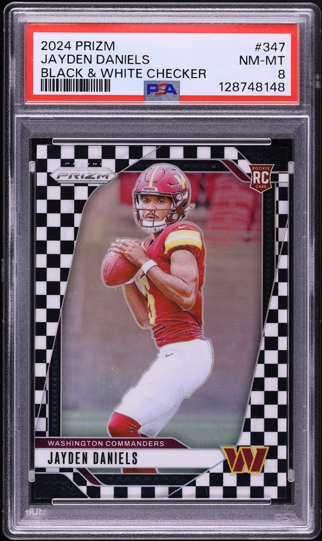 2024 Panini Prizm Black & White Checker Jayden Daniels ROOKIE #347 PSA 8 NM-MT