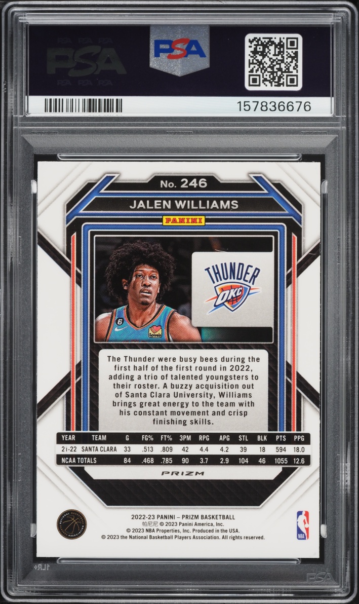 2022 Panini Prizm Silver Jalen Williams ROOKIE #246 PSA 9 MINT