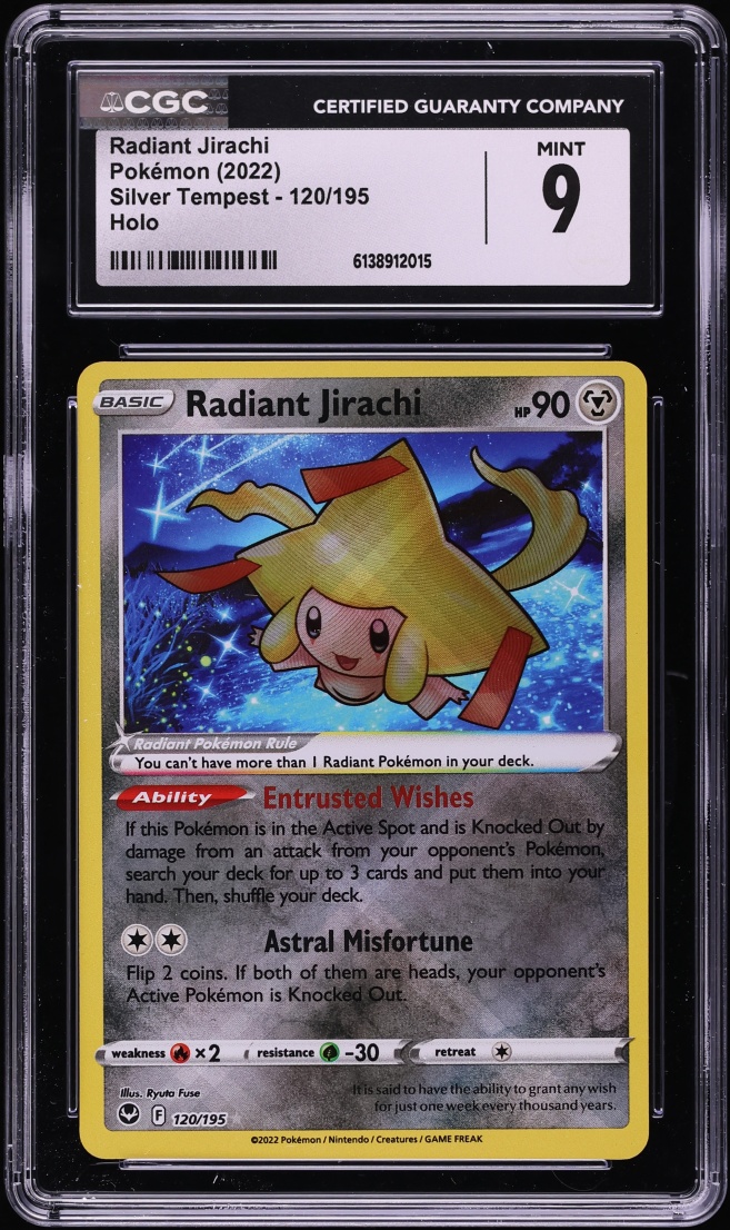 2022 Pokemon Sword & Shield Silver Tempest Holo Radiant Jirachi #120 CGC 9 MINT
