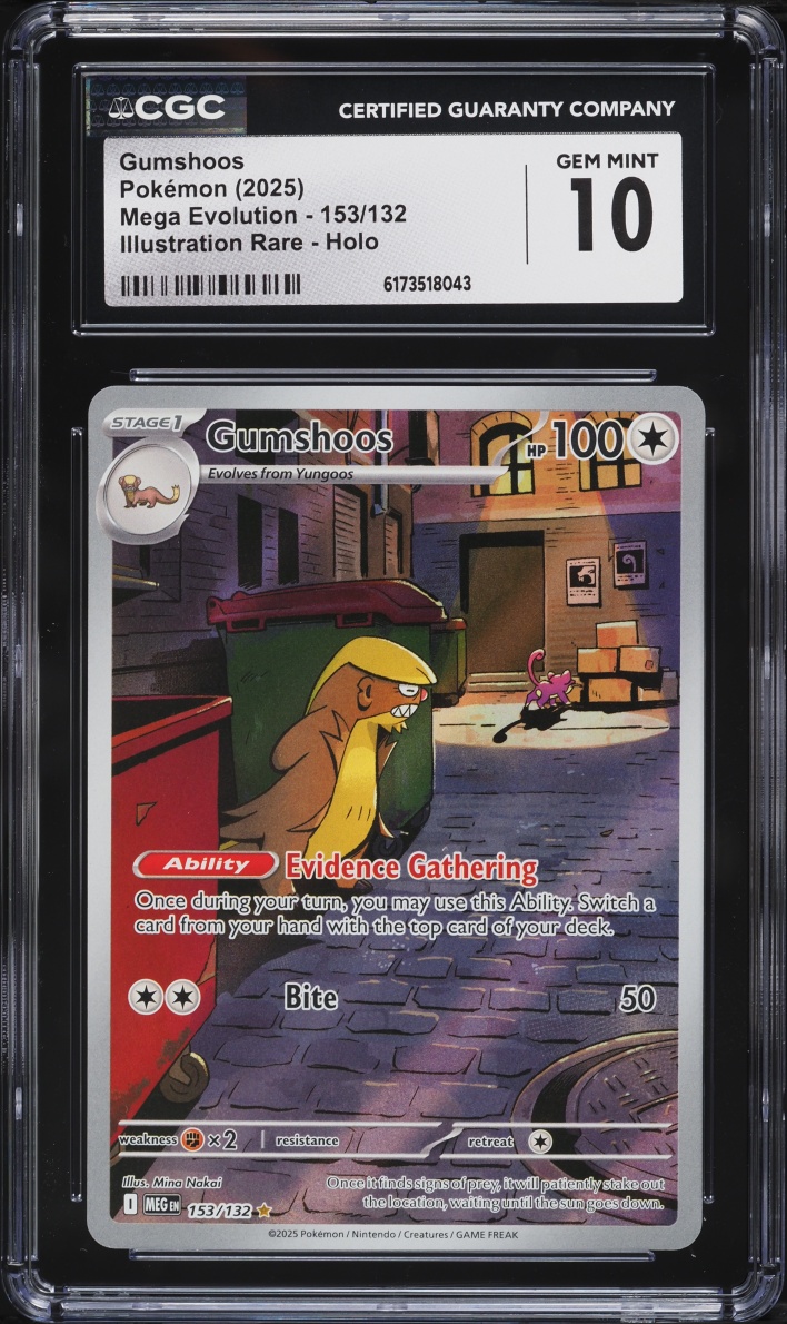 2025 Pokemon Mega Evolution IR Gumshoos #153 CGC 10 GEM MINT