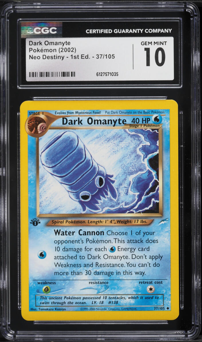 2002 Pokemon Neo Destiny 1st Edition Dark Omanyte #37 CGC 10 GEM MINT