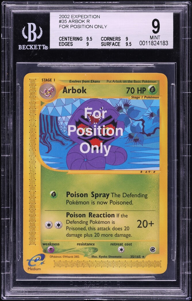 2002 Pokemon Expedition For Position Only Arbok #35 BGS 9 MINT