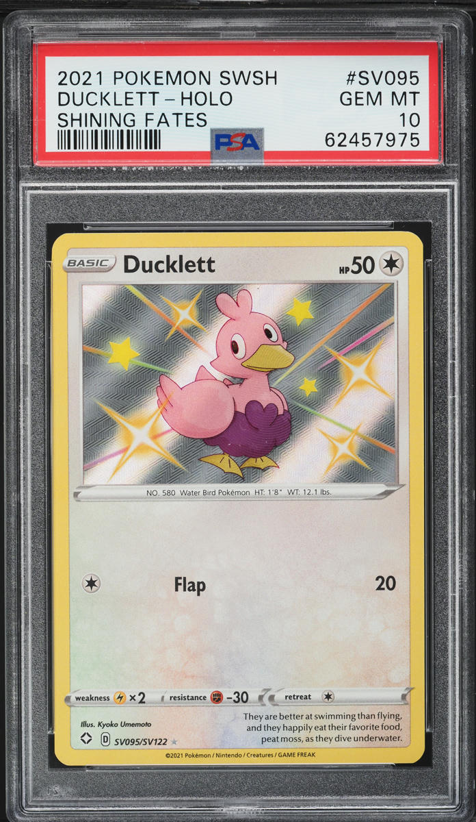 2021 Pokemon Sword & Shield Shining Fates Holo Ducklett #SV95 PSA 10 GEM MINT