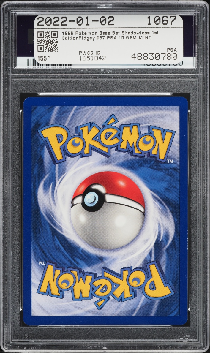 1999 Pokemon Base Set Shadowless 1st Edition Pidgey #57 PSA 10 GEM MINT