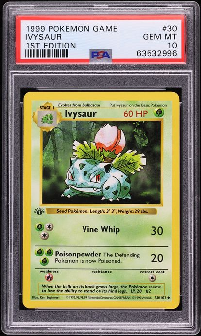 1999 Pokemon Base Set Shadowless 1st Edition Ivysaur #30 PSA 10 GEM MINT