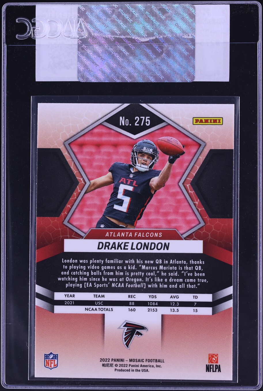 2022 Panini Mosaic Drake London ROOKIE #275 CGC AUTH