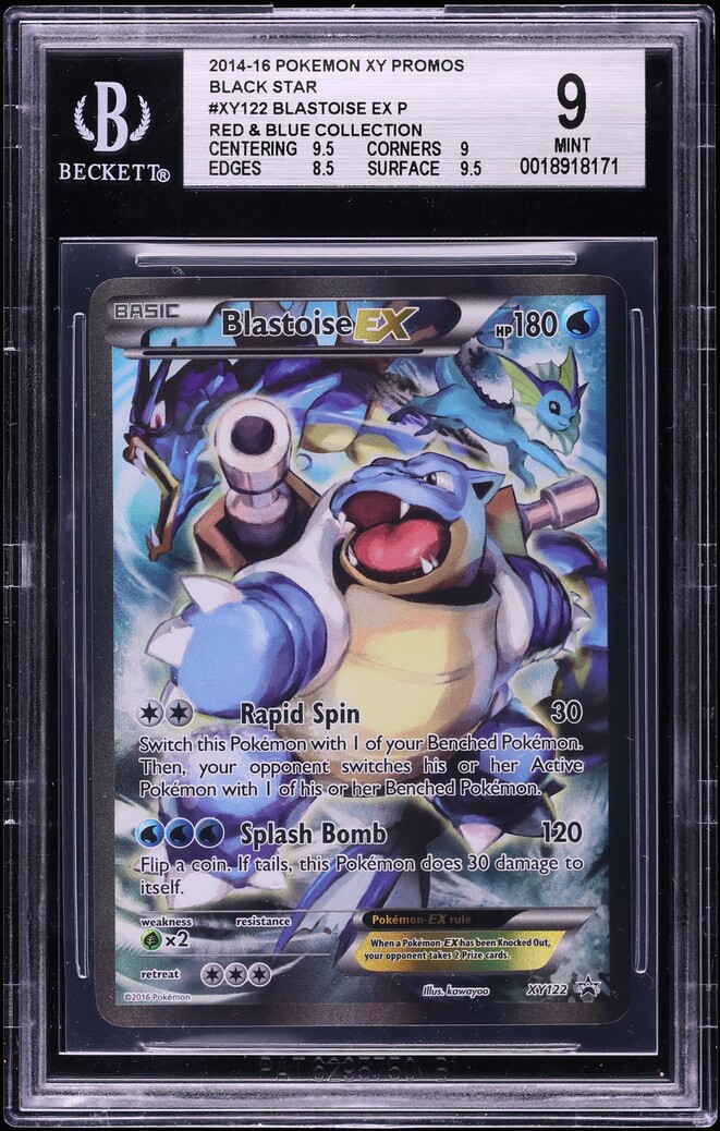 2014 Pokemon XY Black Star Promo Red & Blue Collection Blastoise Ex #XY122 BGS 9 MINT