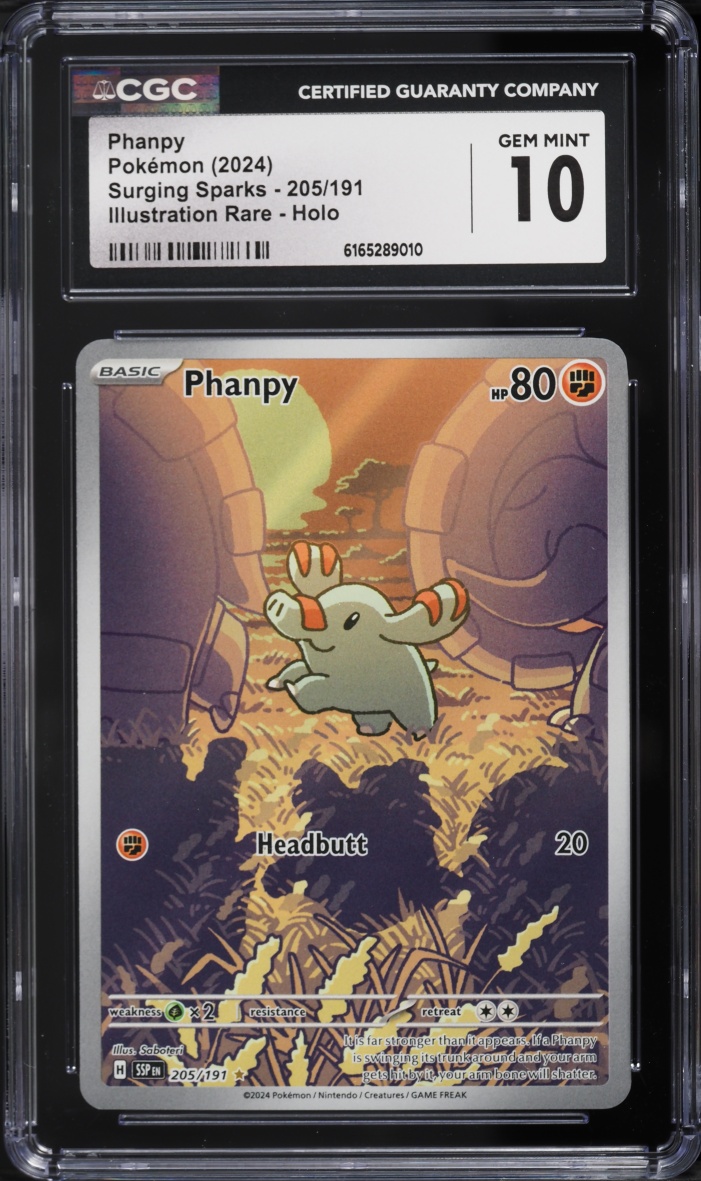 2024 Pokemon Scarlet & Violet Surging Sparks IR Phanpy #205 CGC 10 GEM MINT