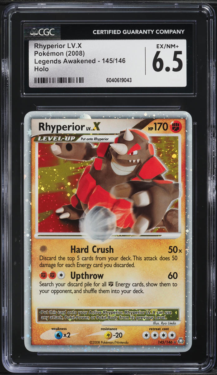 2008 Pokemon Diamond & Pearl Legends Awakened Holo Rhyperior Lv.X #145 CGC 6.5