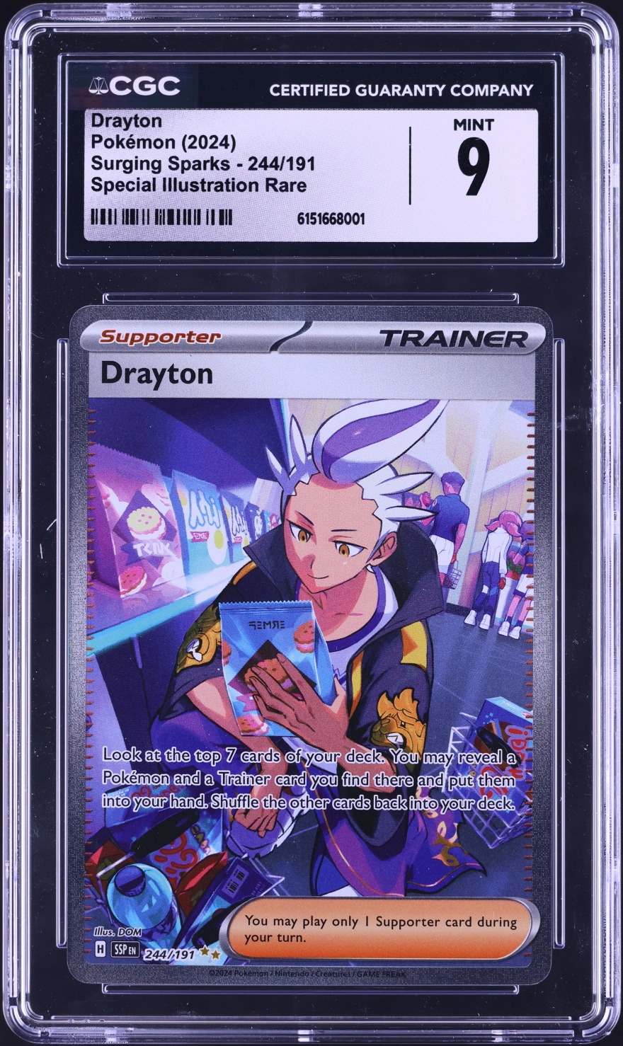 2024 Pokemon Scarlet & Violet Surging Sparks SIR Drayton #244 CGC 9 MINT