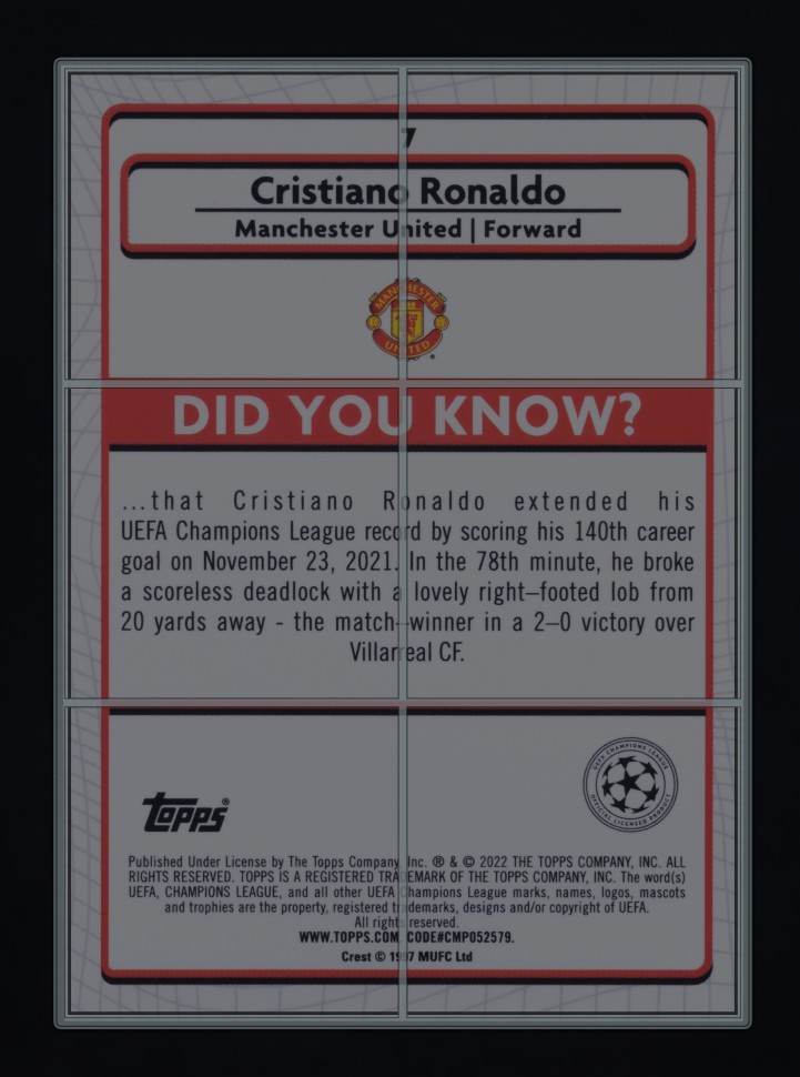 2021 Topps Merlin Chrome UEFA Champions League Cristiano Ronaldo #7 MBA AUTH