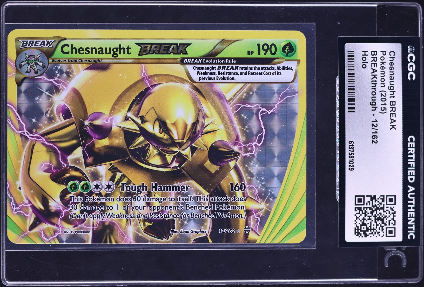 2015 Pokemon BREAKthrough Alt Art Chesnaught BREAK #12 CGC AUTH