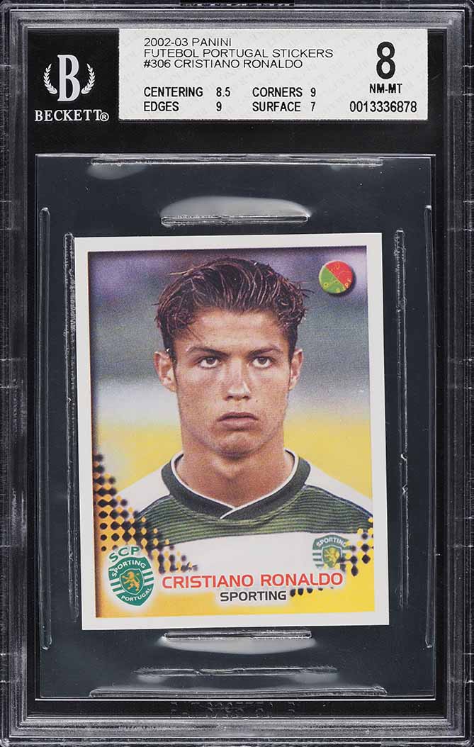 2002 Panini Futebol Portugal Stickers Cristiano Ronaldo ROOKIE #306 BGS 8 NM-MT