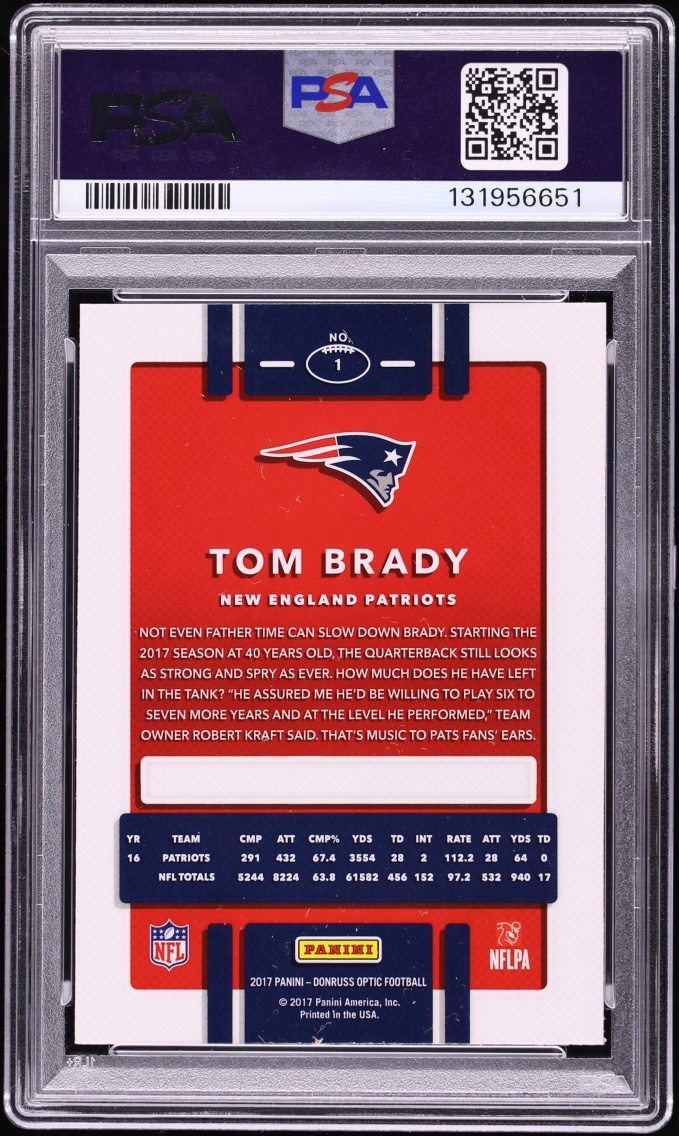 2017 Donruss Optic Tom Brady #1 PSA 10 GEM MINT