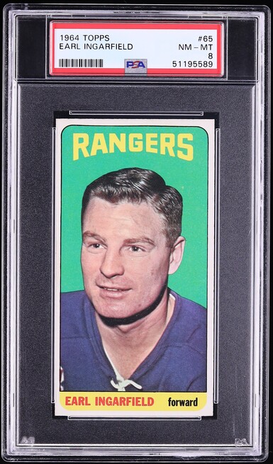 1964 Topps Hockey Earl Ingarfield #65 PSA 8 NM-MT
