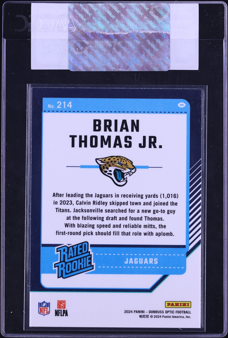 2024 Donruss Optic Brian Thomas Jr. ROOKIE #214 CGC AUTH
