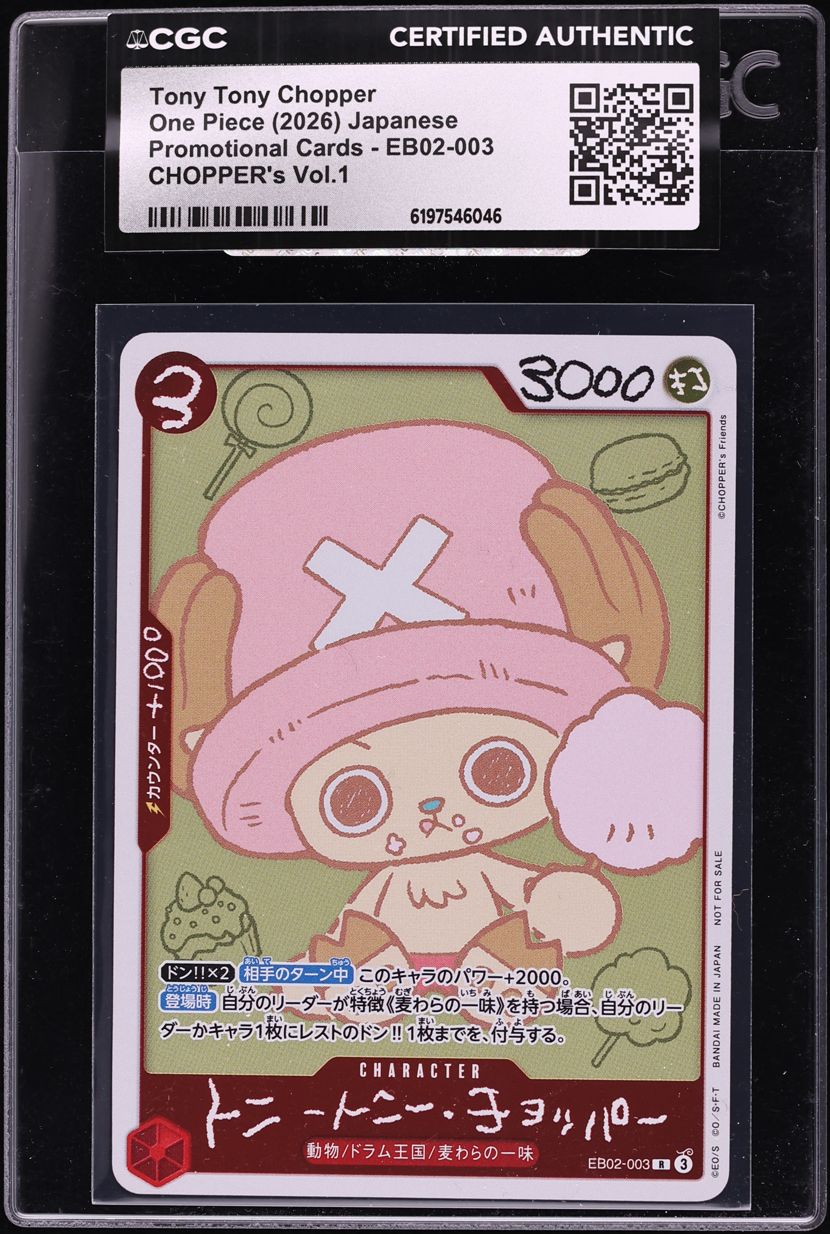 2026 One Piece Japanese Promo CHOPPER's Vol.1 Tony Tony Chopper #EB02-003 CGC AUTH