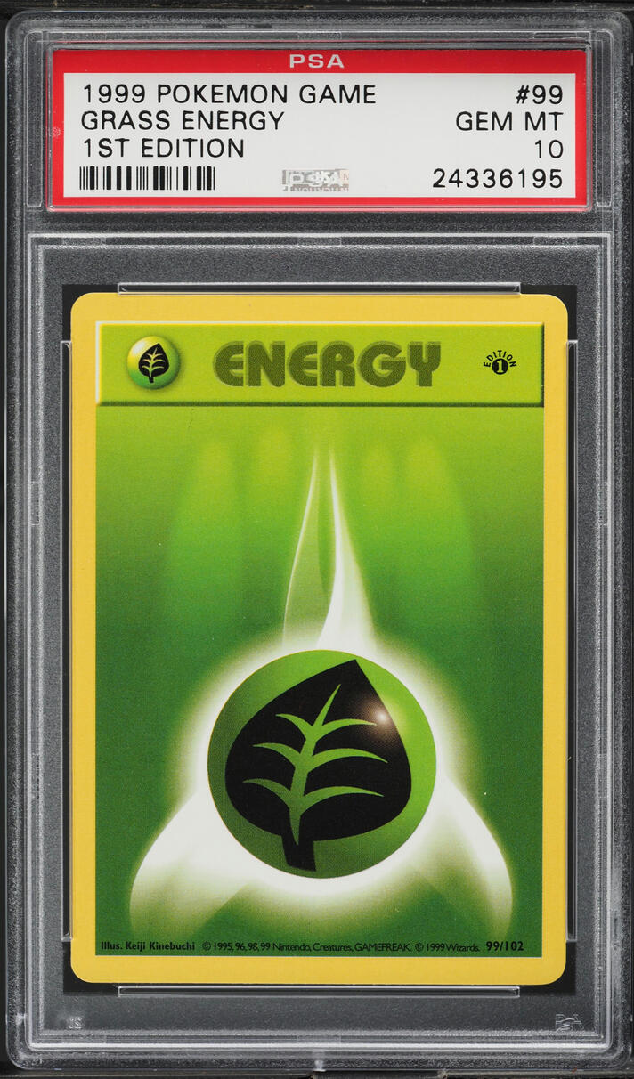 1999 Pokemon Base Set Shadowless 1st Edition Grass Energy #99 PSA 10 GEM MINT