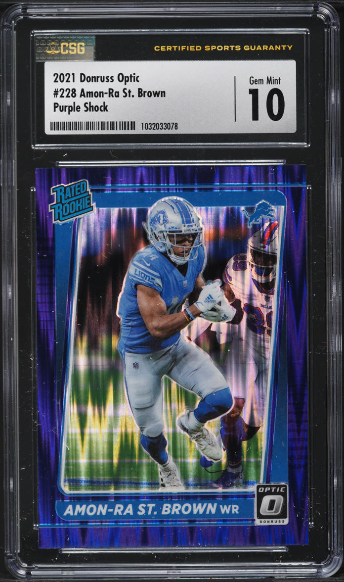 2021 Donruss Optic Purple Shock Amon-Ra St. Brown ROOKIE #228 CSG 10 GEM MINT