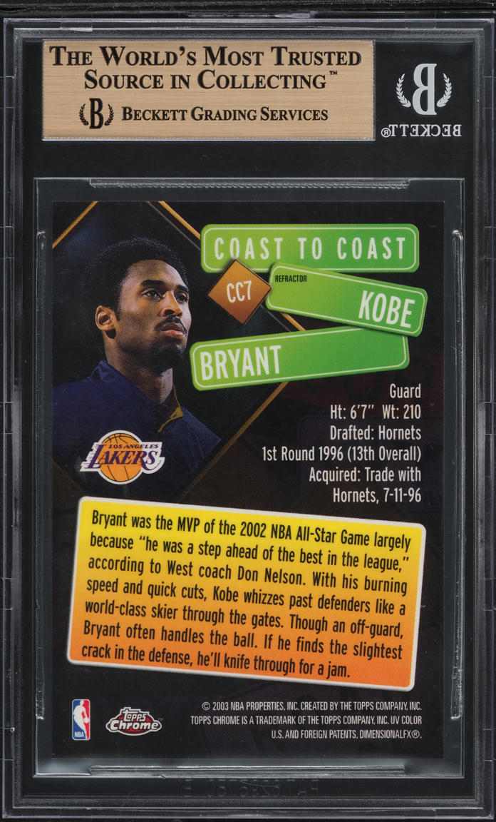 2002 Topps Chrome Coast To Coast Kobe Bryant #CC7 BGS 9.5 GEM MINT