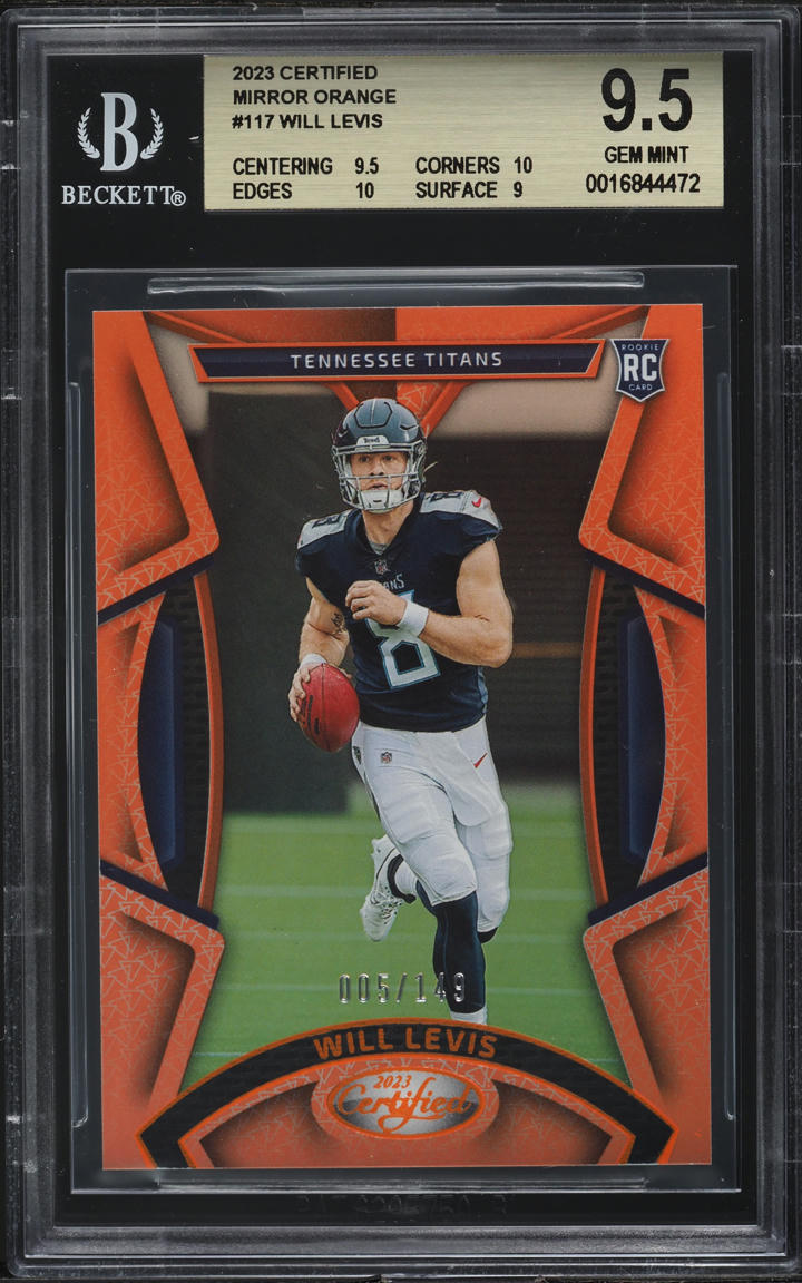 2023 Panini Certified Mirror Orange Will Levis ROOKIE /149 #117 BGS 9.5 GEM MINT