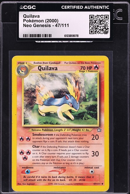 2000 Pokemon Neo Genesis 1st Edition Quilava #47 CGC 10 GEM MINT