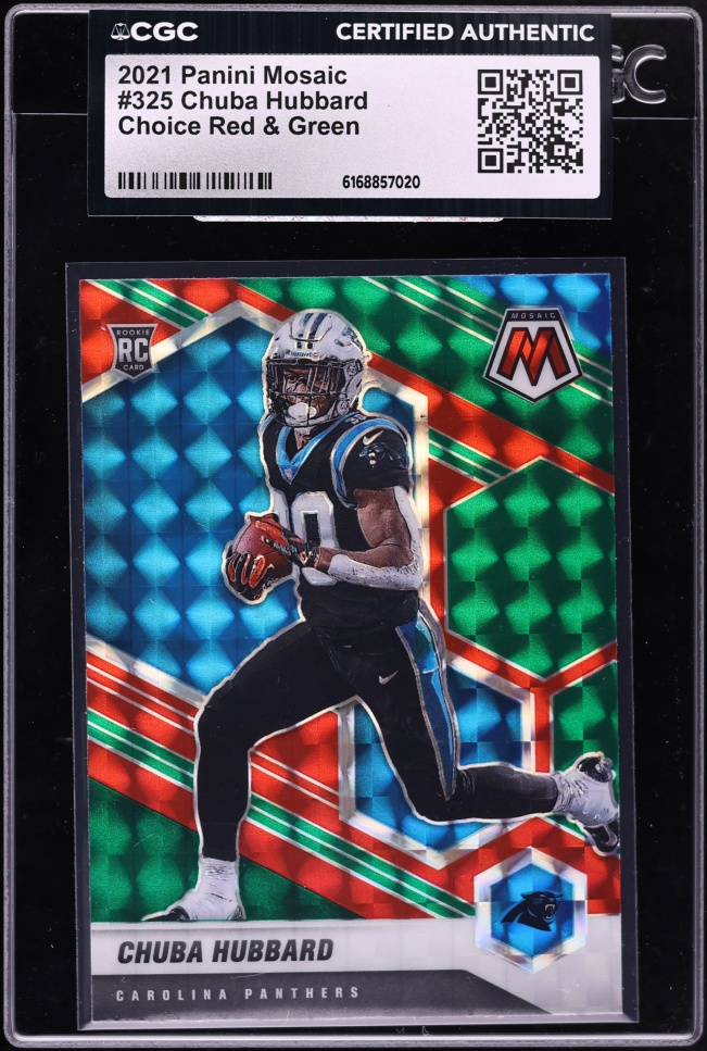 2021 Panini Mosaic Choice Red & Green Chuba Hubbard ROOKIE #325 CGC AUTH