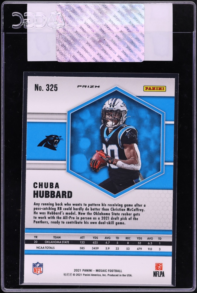 2021 Panini Mosaic Choice Red & Green Chuba Hubbard ROOKIE #325 CGC AUTH