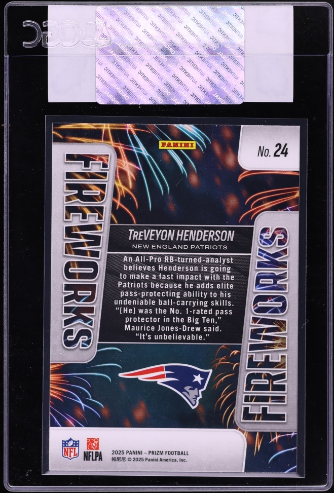 2025 Panini Prizm Fireworks TreVeyon Henderson ROOKIE #24 CGC AUTH