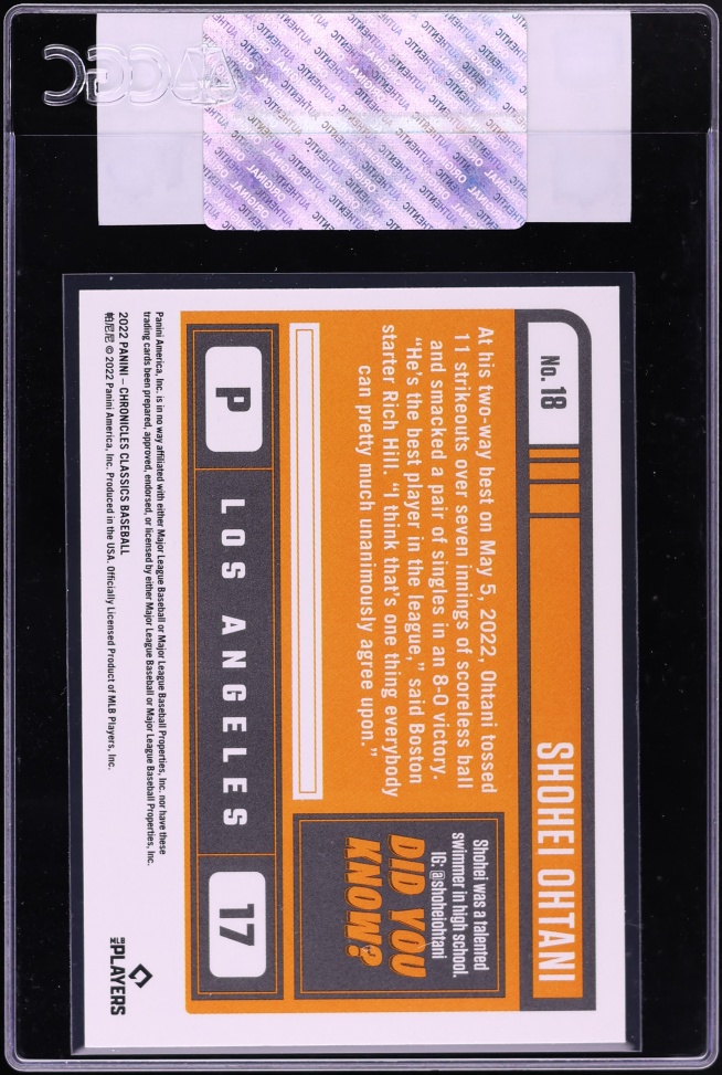 2022 Panini Chronicles Classics Shohei Ohtani #18 CGC AUTH