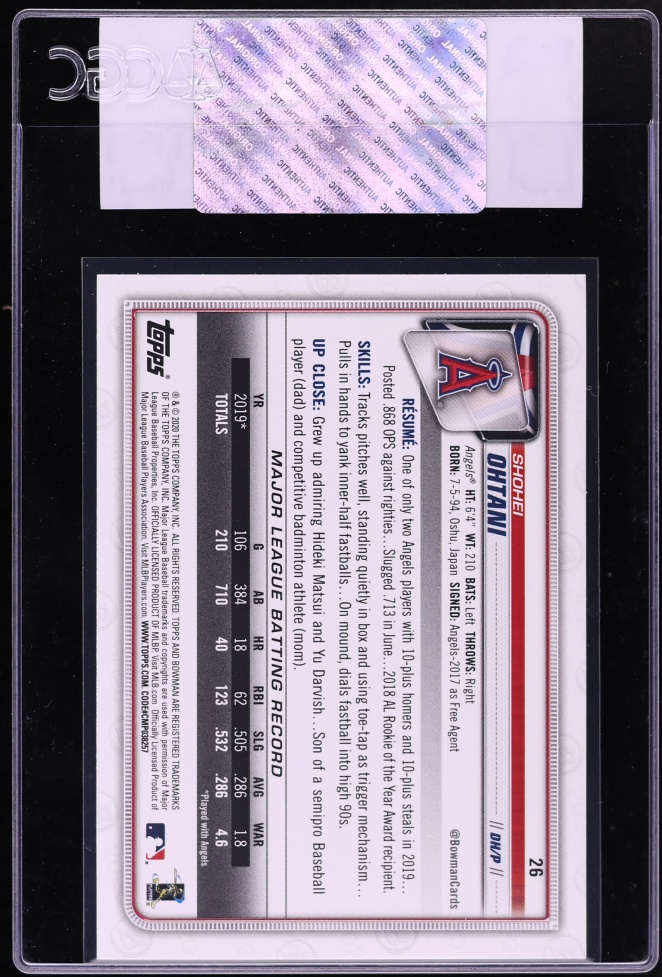 2020 Bowman Shohei Ohtani #26 CGC AUTH