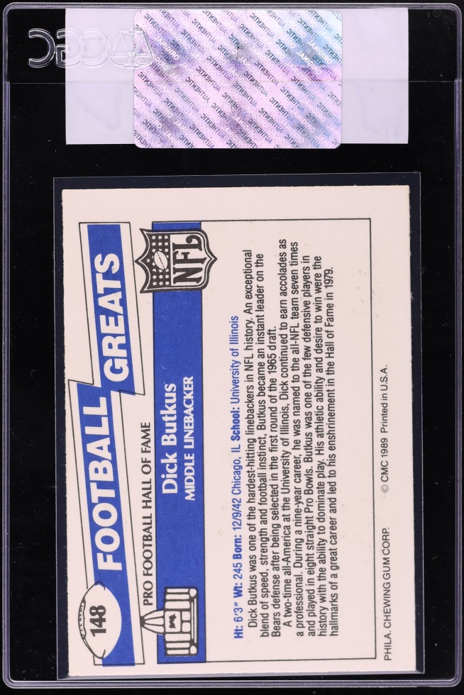 1989 Swell Greats Dick Butkus #148 CGC AUTH
