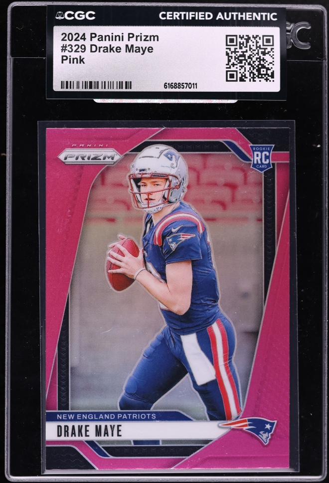 2024 Panini Prizm Pink Drake Maye ROOKIE #329 CGC AUTH